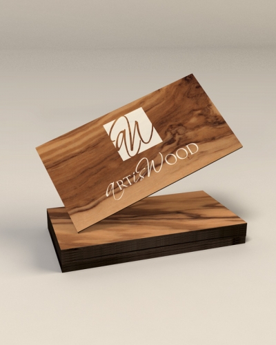 Logo ébénisterie d'art - Art is Wood - Monochrome sur bois